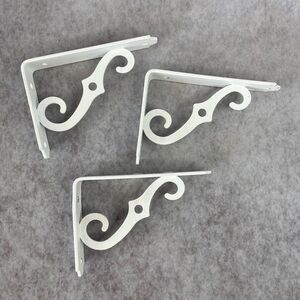 3 Ornamental Steel Wall Brackets Antique White Angle Steel Corbels SMALL 5"x3.5"